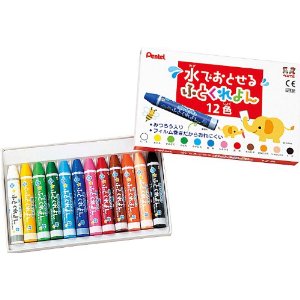 ぺんてる　水でおとせる　ふとくれよん　12色セット